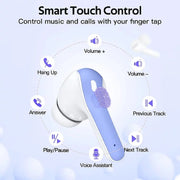 VEATOOL X08 Bluetooth True Wireless Earbuds with Wireless Charging Case Purple