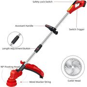 G-PEH Cordless Weed Wacker Electric, 24V String Trimmer with Auto Line Feed, 2 X 4.0Ah Weed Wacker Battery Operated, Electric Weed Eater with 4 Pcs Grass Cutter Spool Line, Fast Charger Included