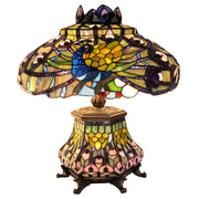 Warehouse of Tiffany 2954#LSH Tiffany-style Peacock Lantern Table Lamp