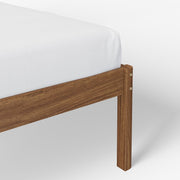 Mainstays Kids Twin Size Wood Platform Bed Frame, Solid Wood, Arched Headboard, Walnut