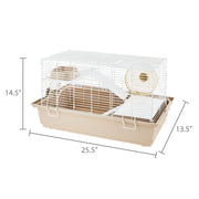 Zhongheng Vibrant Life Split-Level Hamster Habitat with Running Wheel, Food Bowl, Water Bottle, 25.6-Inch Extra-Long Base