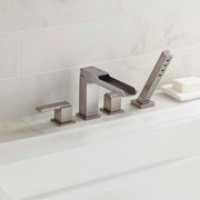 Delta Faucet T4768-SS Ara, Roman Tub Trim with Channel Spout and Hand Shower, Stainless