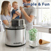 OllDIDE Ice Cream Maker, 2-Qt Insulated Freezer Bowl, LCD Screen, Built-In Timer, Corded Electric, SU-501