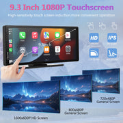 Carpuride 10.26 Wireless Car Stereo with Apple CarPlay, Android Auto, HD IPS Touchscreen, 4K Front Dash Cam, 1080p Rear Camera, Voice Control C92