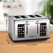Mecity T-88A Touchscreen 4-Slice Toaster with Countdown Timer, Silver