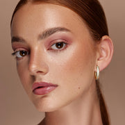 POHNUI 14K Gold Hoop Earrings for Women, 20mm Diameter, 44 Cubic Zirconia Stones - Lightweight