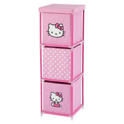 Bluey Hello Kitty Kids Storage Tower, Stackable Toy Chest with 3 Compartments, Pink, Nylon and Steel, 11 x 11.6 x 34 in, WK950595