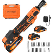 Protmex 74FT-LBS Cordless Ratchet Wrench, 74FT-LBS Torque, 3/8-Inch, 21V 2.0Ah Battery, Variable Speed Trigger up to 400 RPM, Ultra-Thin Head Design, Power Tool Kit
