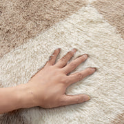 Berthmeer 8'x10' Washable Shag Area Rug, Beige Checkered Pattern, Soft Plush Carpet for Living Room Bedroom Dining Room