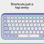 Logitech POP Icon Keys Wireless Bluetooth Keyboard, Lilac and Off-White, Multi-Device Easy-Switch, Programmable Action Keys, Compact Design