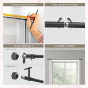 DwellStudio 3/4 in Customizable Curtain Rod Kit, Adjustable 20-120 in, Matte Black Iron