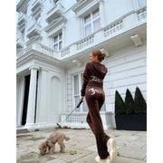 VoyageMartZenithTrend Womens Casual Tracksuit Two-Piece Set, M, Dark Brown - Machine Washable