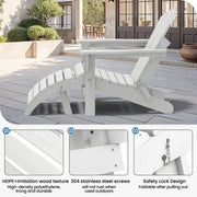 SERWALL HDPE Outdoor Ottoman Folding Patio Footstool, Weather-Resistant, Collapsible, White, 19.3x16.9x13.2 in, WM-SW-A061-012-001