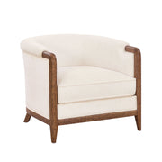 My Texas House Campbell Wood Accent Chair, Cream Polyester Fabric, Solid Wood Frame, Peg-Style Legs