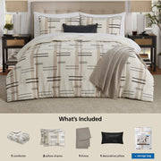 Mainstays Full/Queen Comforter Set, All-Season, 5-Piece, Tan Modern Dash