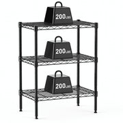 Edx 3-Tier Metal Wire Storage Shelf Unit, Adjustable Height, Black, 31-Inch
