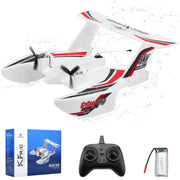 Bruce & Shark Amphibious Tri-Phibian Remote Control Airplane, 3CH 2.4GHz Glider, Red