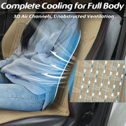 Paffenery Cooling and Heated Car Seat Cover, Front Seat, 12V-24V Ventilated Cushion with 8 Turbo Fans, Adjustable Temperature, Vibration Massage, Universal Fit, Beige