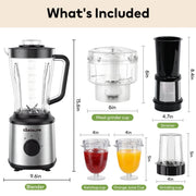 Casualife Countertop Blender Food Processor Combo, Silver