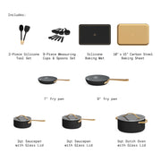 Drew Barrymore 21-Piece Ceramic Nonstick Cookware Set with Aluminum Pots, Pans, Bakeware, and Silicone Kitchen Tools, Thyme Green - Durable