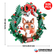 Brickcraft Rudolph The Red-Nosed Reindeer Light-Up Holiday Wreath Building Bricks Set, 526 Pieces, Red Green Gold, BKC