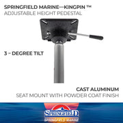 Springfield King-PIN Standard Power-Rise Pedestal, Adjustable Height 22.5-29.5 in, 360-Degree Rotation, Anodized Cast Aluminum, Black, 1612402-A