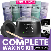 Tress Wellness TWAWB8137 Hair Removal Waxing Kit with Hard Wax Beads for Men & Women - Black