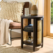 Better Homes & Gardens 434759 Springwood Caning Side Table, Charcoal Finish