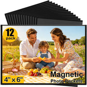 Sherry Magnetic Picture Frames, 12 Pack, Holds 4 x 6 Inch Photos, Black