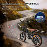 Colorway BLACK ORANGE-48V/15Ah Electric Bike for Adults 750W Battery 20X4.0 Fat Tire Off-Road E bike