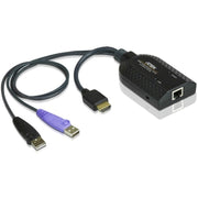 ATEN HDMI USB Virtual Media KVM Adapter Cable with Smart Card Reader, Black, 1 Port, RJ45 Connector, KA7168