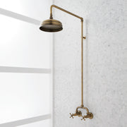Signature Hardware SH441096AGBR Baudette Retrofit Shower with Shower Head, Shower Arm, and Cross Handles - Aged Brass