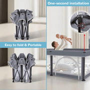 G TALECO GEAR Large Baby Playpen with Mat, Foldable Portable Travel Play Yard, 50 x 71 in, Gray