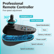 Coolhut Electric Wheelchair, Lightweight Portable Mobility Scooter, 20+ Miles Range, 350 lb Capacity, Foldable Design, 360 Joystick Control