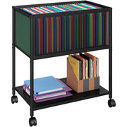 Cosrack Heavy-Duty Metal Rolling File Cart with Storage Shelf, Mobile File Cabinet for Letter Size Hanging Folders