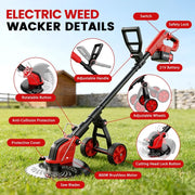 Tanbaby XB-ws-gcj01 12-inch Cordless Weed Wacker, Electric Weed eater with Wheels, String Trimmer