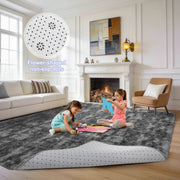Cozydesg Shag Fluffy Area Rug, Soft Polyester Plush Carpet, Non-Slip Rubber Backing, Modern Gray, 6ft x 9ft