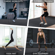 Easoger YB01S23B10026 12'x6' Black Gym Mat, Thick Large Exercise Yoga Mat for Men and Women Aerobics