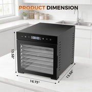 Gianna Food Dehydrator, 8 Stainless Steel Trays, 500W, Adjustable Temperature, Black, AH-GGJ8C24