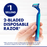 Gillette Sensor2 Plus Men's Disposable Razors, Twin Chromium-Coated Blades, Pivoting Head, Water-Activated Lubrastrip, Soft Ultragrip Handle, Light Blue, Pack of 21