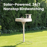 Birdfy Smart Bird Bath Fountain with Dual-Lens Camera, Solar-Powered, AI Bird Identification, IP66 Waterproof, Elevated Pole Stand, WMTNI-1226