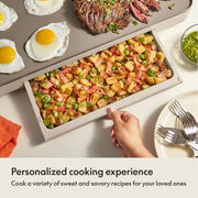 Bella Electric Griddle, 12 in x 22 in, EverGood Ceramic Nonstick Coating, Removable Temperature Probe, Warming Tray, Oatmilk, 35115-016A