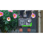 RainPoint Programmable Sprinkler Timer, 2-Zone Automatic Irrigation Controller, Waterproof ABS, Large LCD Display, Green, ITV205