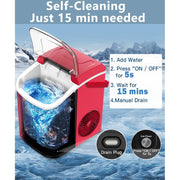 LHRIVER HZB-15N-LH-RDN2 35lbs Countertop Ice Maker, Crushed Nugget Ice Type with Scoop, Red