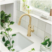 BLANCO Empressa Bar Faucet, 1.5 GPM Water-Saving, Matte Black, Solid Brass, Single Hole Deck Mount, 180 Swivel Pull-Down Spout, 443025