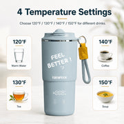 AlfaBot Temperature Control Heated Travel Mug, Smart Self Heating, 14 Oz, Green, EC1-G-1