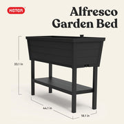 Keter Alfresco Raised Garden Bed, Wood-Look Resin with Self-Watering and Drainage System, Gray, 44 x 18 x 33 in, 270906