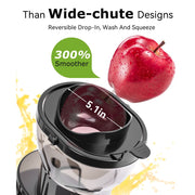 Casualife Cold Press Masticating Juicer, 800W Motor, 5.4-Inch Wide Feed Chute, 2 Speeds, Black