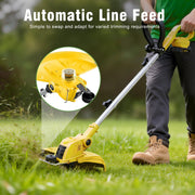 CATGOOD 21V Cordless String Trimmer and Lawn Edger, 3-in-1 Electric Weed Eater with 4AH Battery, Auto Line Feed, Foldable Design, Yellow