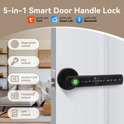 Unbranded Fingerprint Door Lock Biometric Door Knob, 5-in-1 Keyless Entry with Fingerprint, App, Code, Key, IC Card, Black